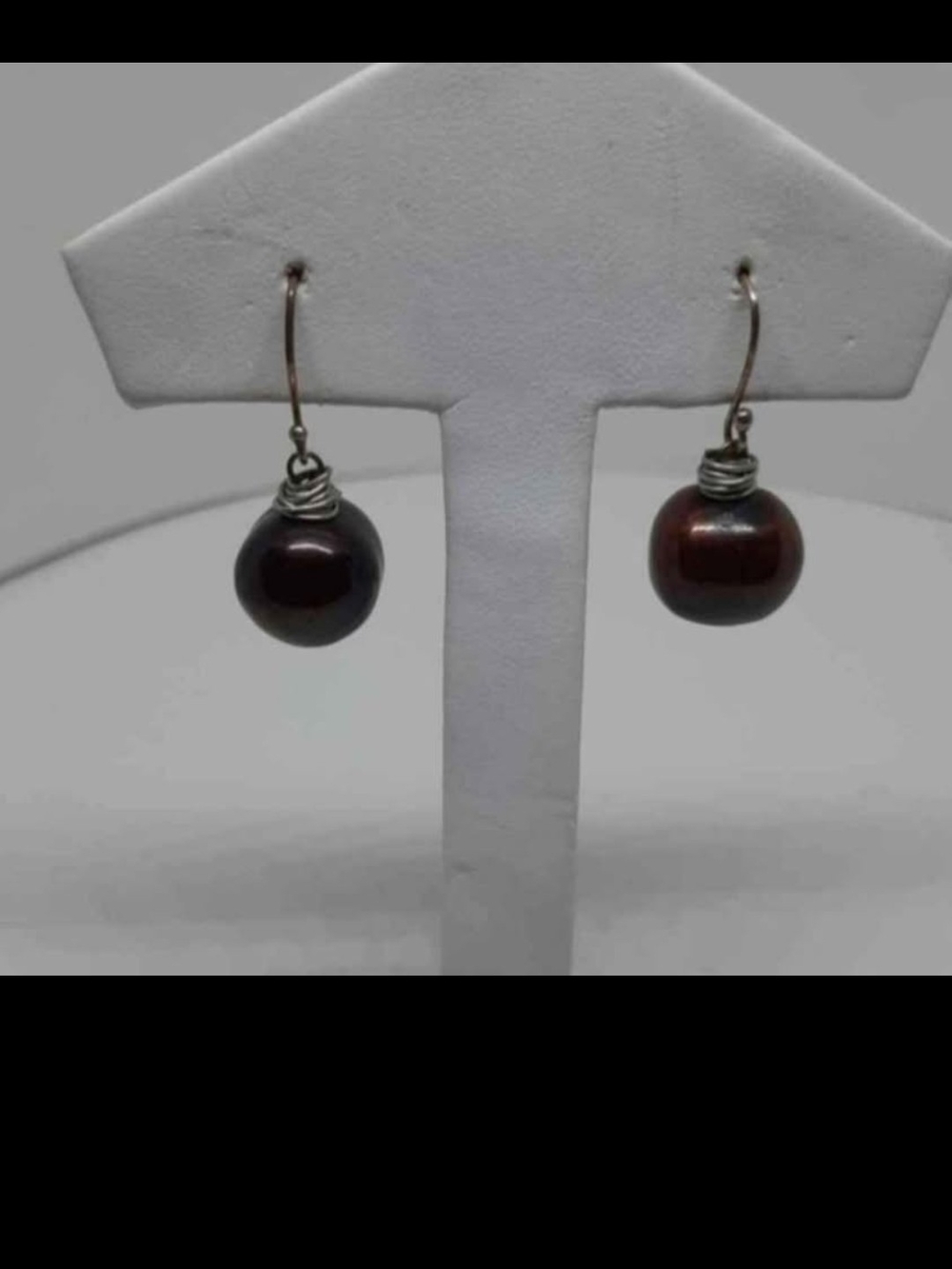 Handcrafted Dark Brown Pearl Drop Earrings